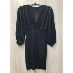 21 Saints Black Dress, Deep V-Neck, Long Sleeve, Straight Skirt, XS, NWT